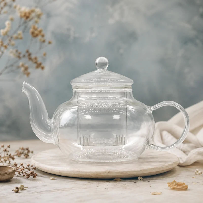 Stiklinis arbatos arbatinukas „Round Pearl“ su sieteliu 400 ml