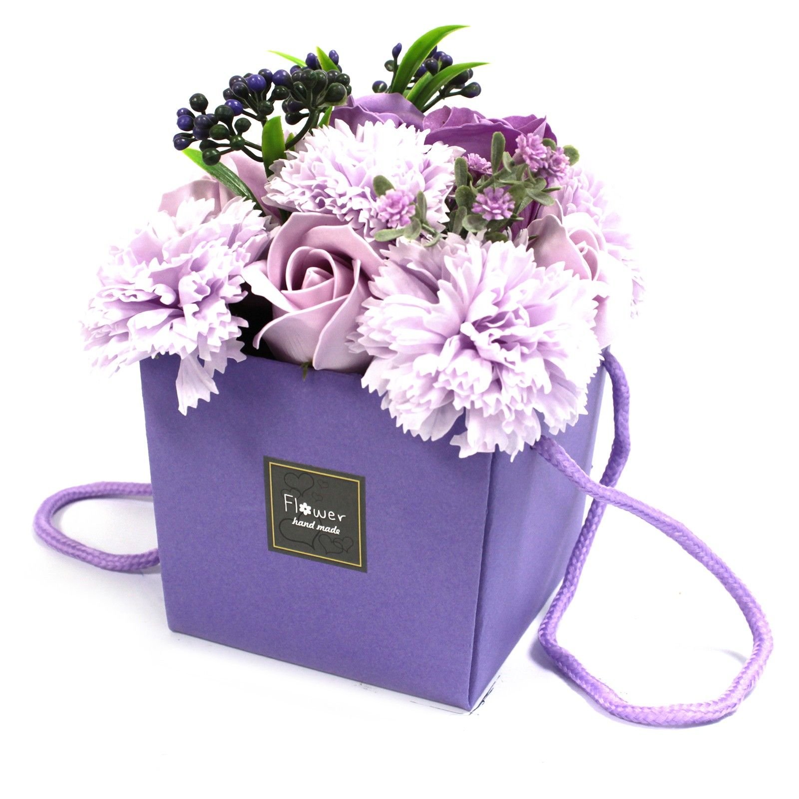 Muilo gėlių puokštė „Lavender Rose & Carnation“ – levandų, rožių ir gvazdikėlių aromato dovana