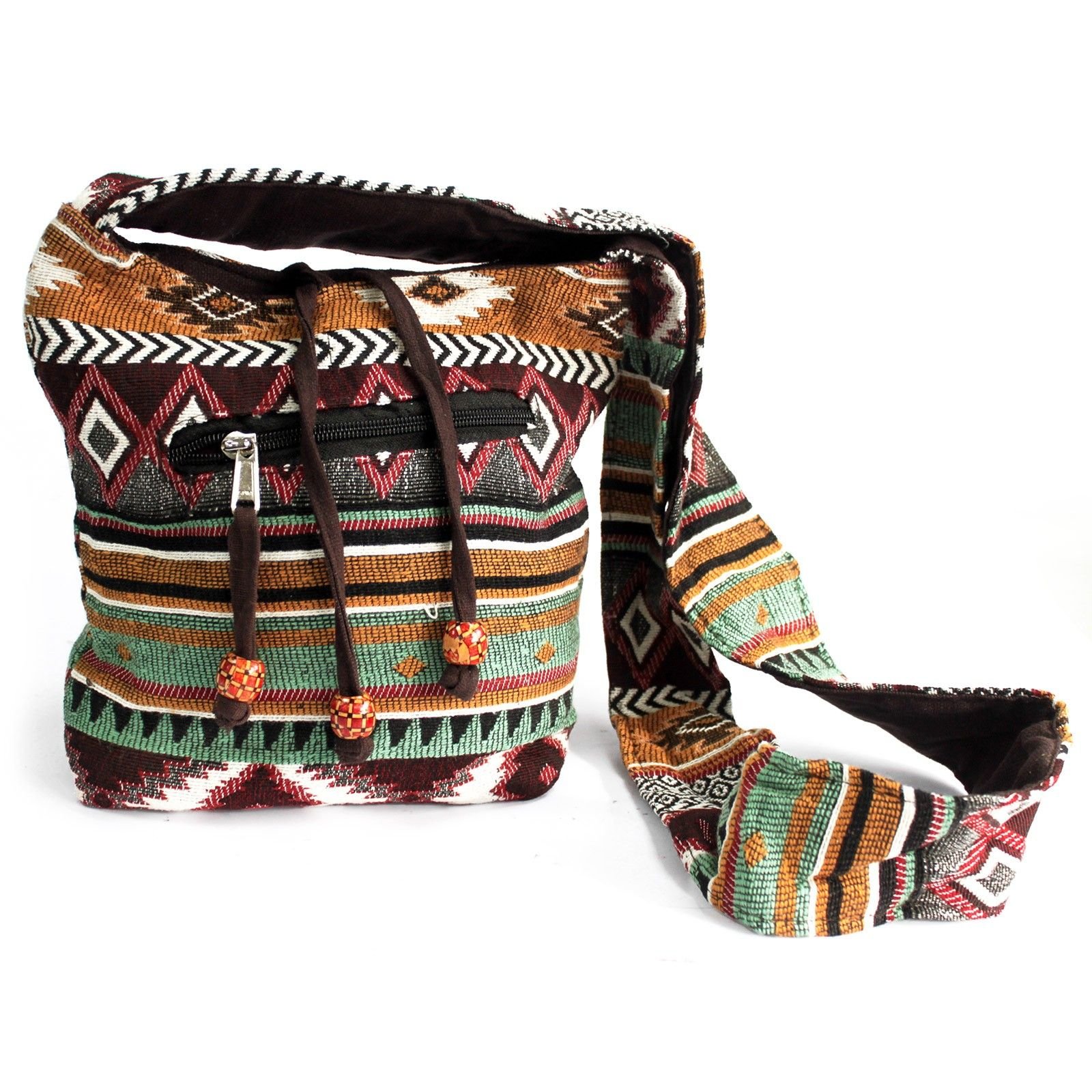 Kasdienis jacquard krepšys „Chocolate Sling Bag“ – Nepalo stiliaus jaukumas