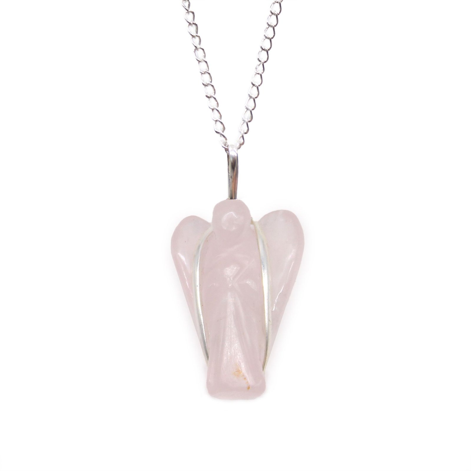 Pakabukas su rožiniu kvarcu „Gemstone Guardian Angel“ – sidabru dengta šviesos globa