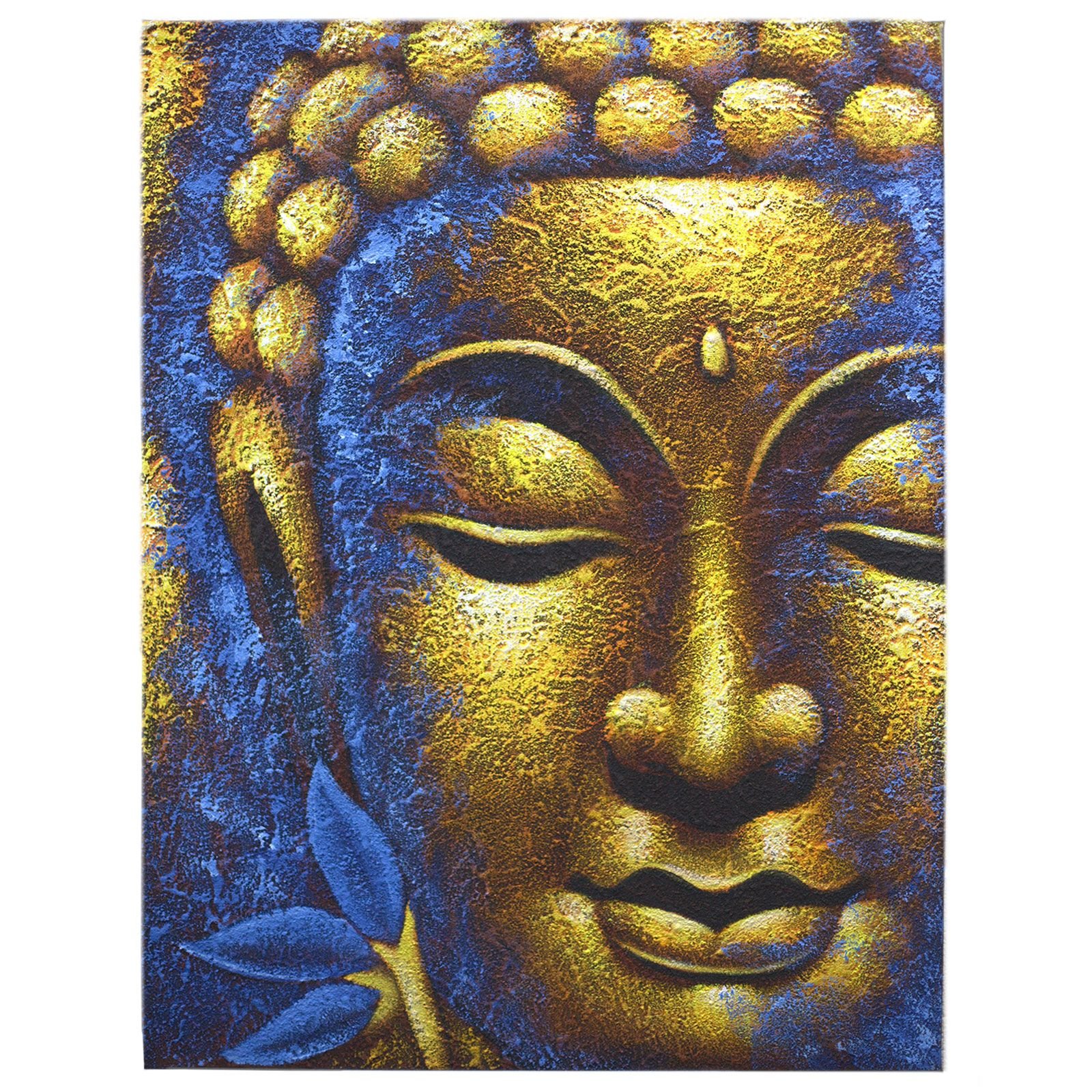Budos paveikslas „Gold Face & Lotus Flower“ – aukso ramybės ir lotoso šviesos akcentas