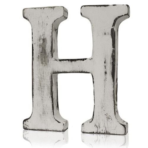 Medinė raidė „H“ – shabby chic stiliaus mango medžio namų akcentas