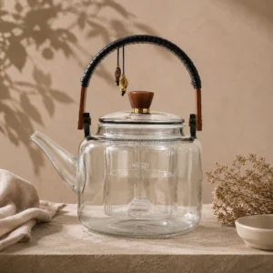 Užburiantis stiklinis arbatos arbatinukas su garintuvu – 1000 ml (Charcoal)