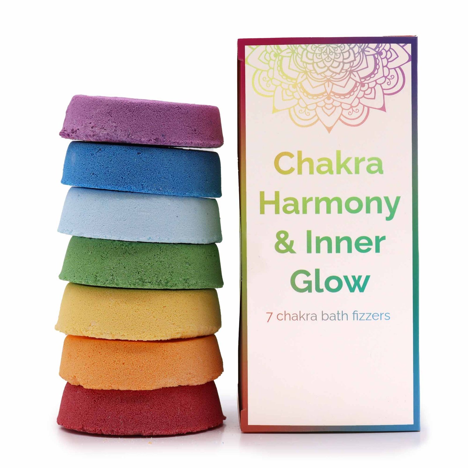 Chakra vonios bombų rinkinys „Chakra Harmony & Inner Glow“ – didelė dėžutė ritualinei ramybei