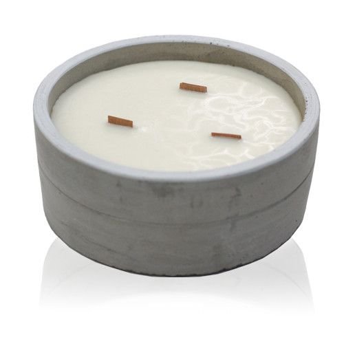 Didelė betoninė sojų vaško žvakė „Crushed Vanilla & Orange“ – medinio spragsėjimo jaukumas