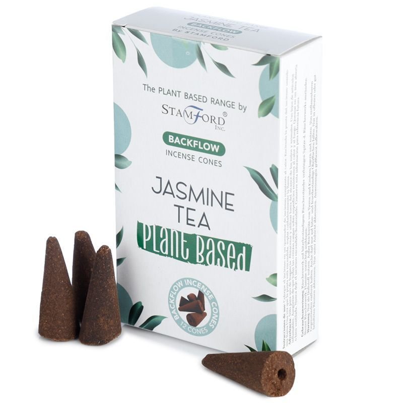 Augalinės kilmės atgalinio srauto smilkalų kūgeliai „Jasmine Tea“ – švelni arbatos ir jazminų migla