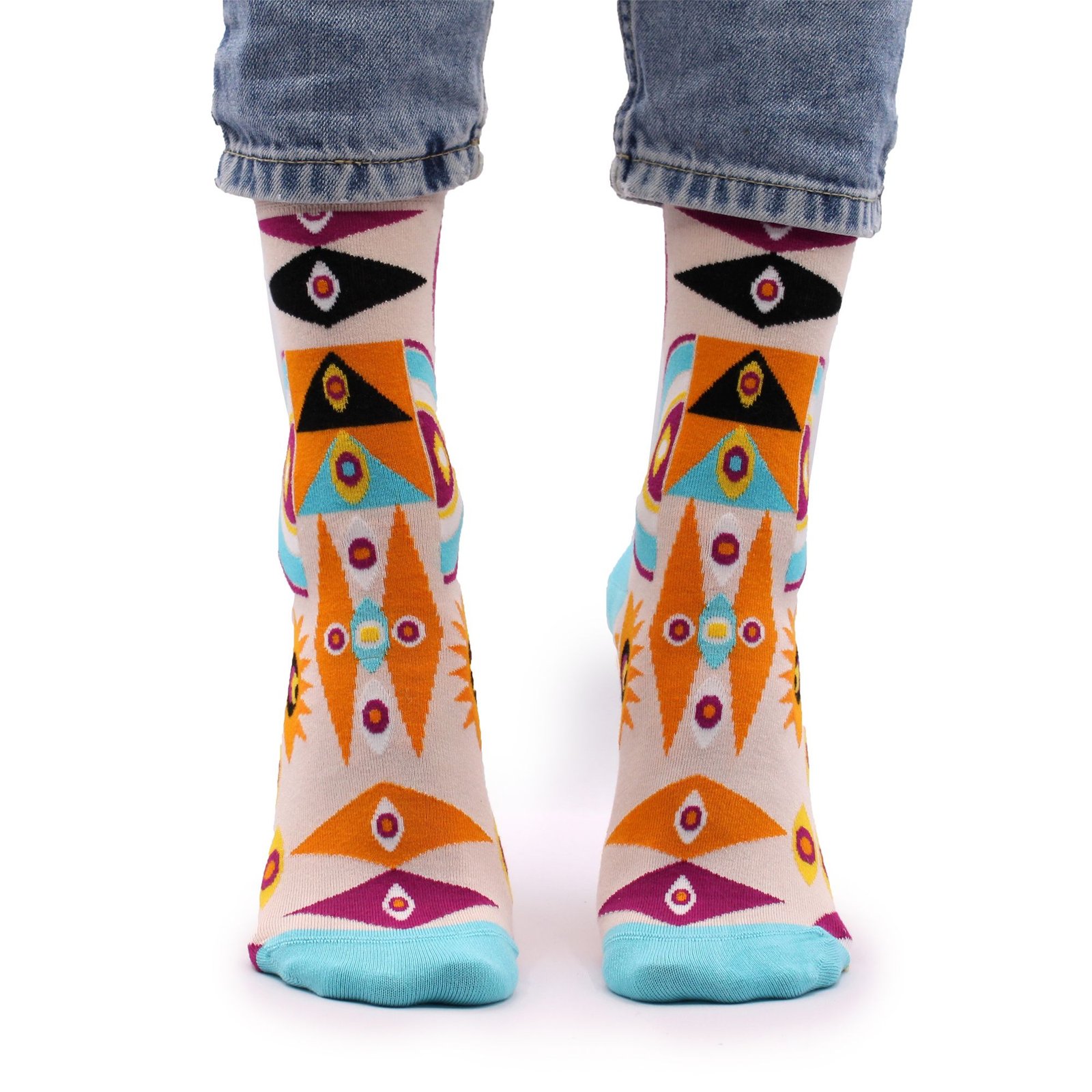Bambukinės kojinės „Psychedelic Evil Eye“ (36–40) – lengvo žingsnio paslaptis