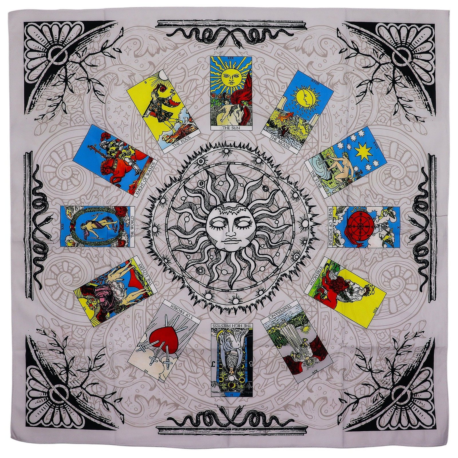 Taro skaitymo audinys „Gyvybės medis“ – 75 × 75 cm paslaptingam ritualo ratui