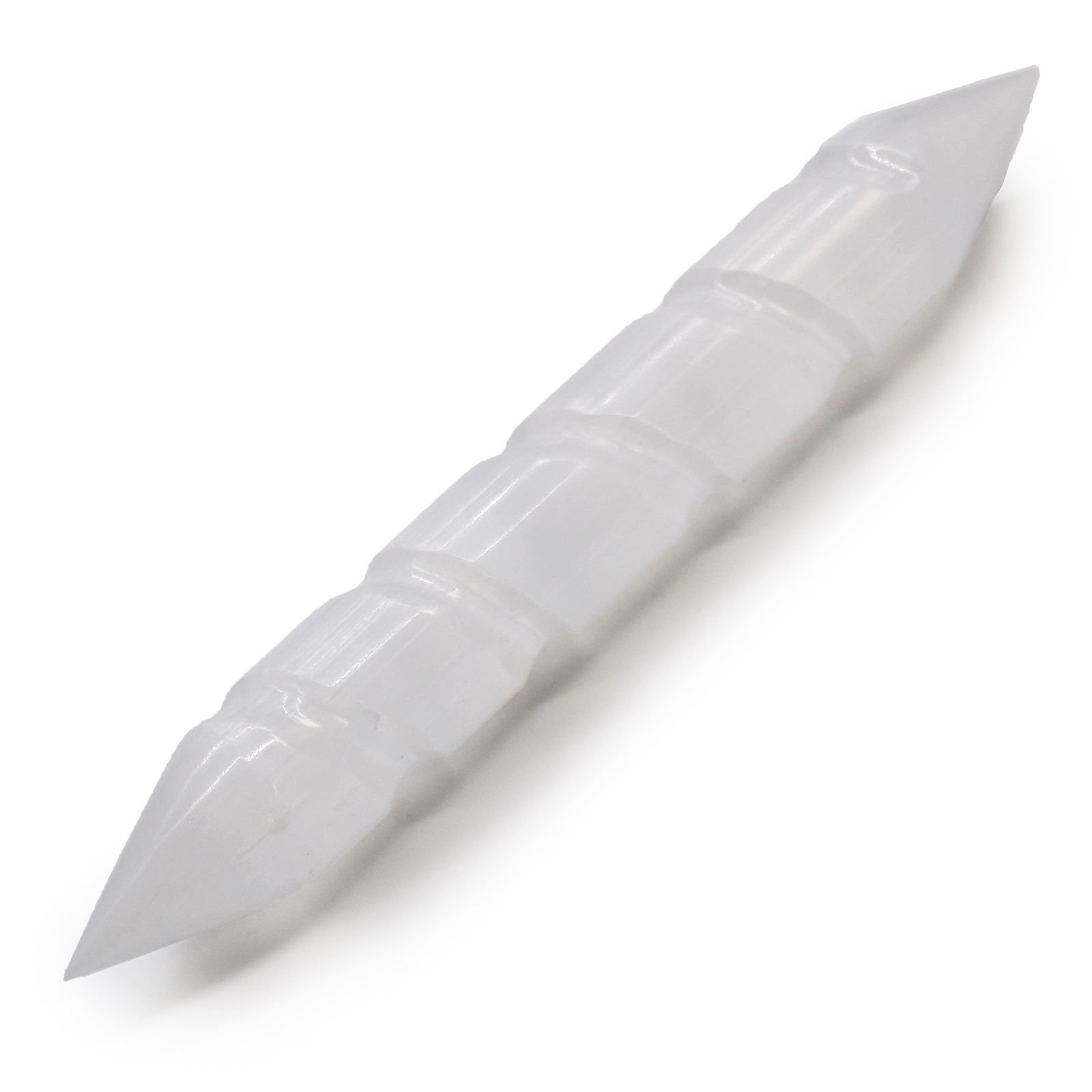 Selenito spiralės lazdelė „Selenite Spiral Wands“ – 16 cm šviesos ritualo akcentas