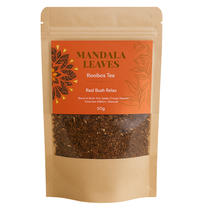 Rooibos arbatos mišinys „Red Bush Relax“ – švelnios vakaro ramybės puodelis
