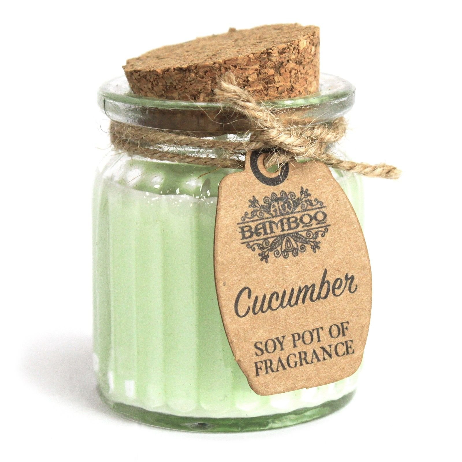 Sojų vaško žvakė indelyje „Cucumber“ – gaivaus žalumo ramybės akimirka