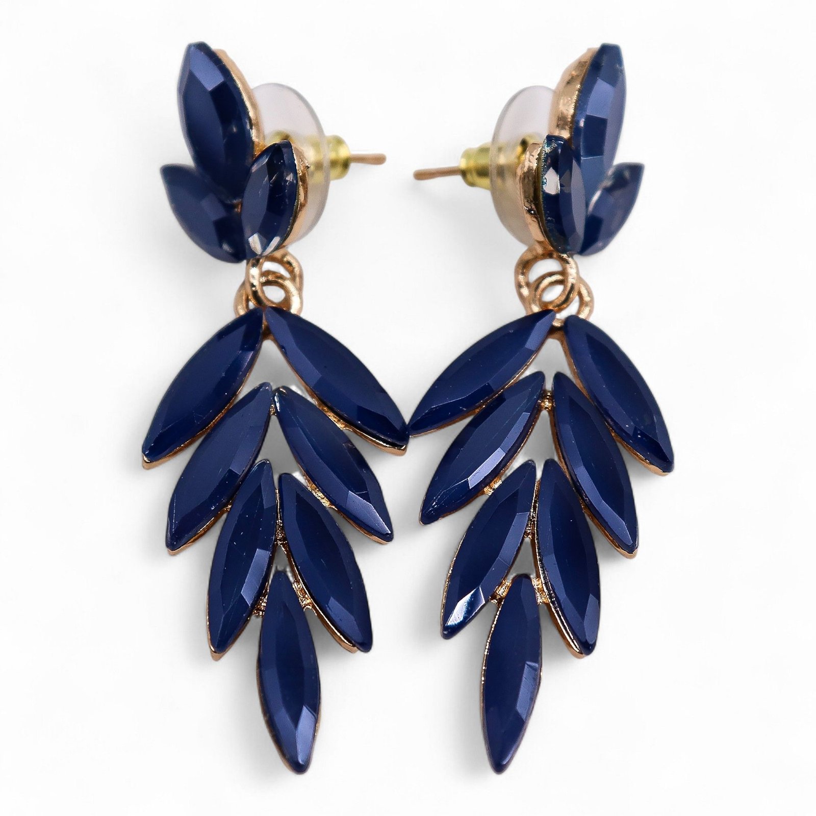 Ilgi „Royal Blue“ vintage stiklo auskarai – mėlynos elegancijos prisilietimas