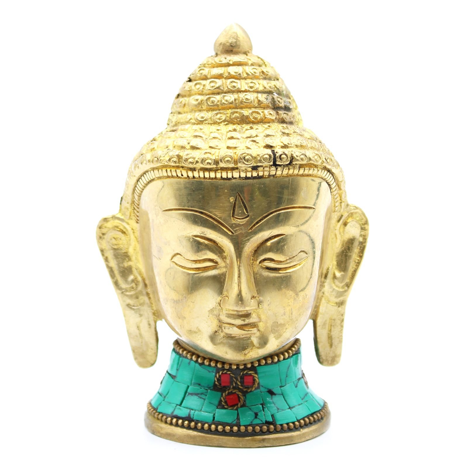 Žalvarinė Budos figūrėlė su howlite akmenimis – 5 cm ramybės akcentas