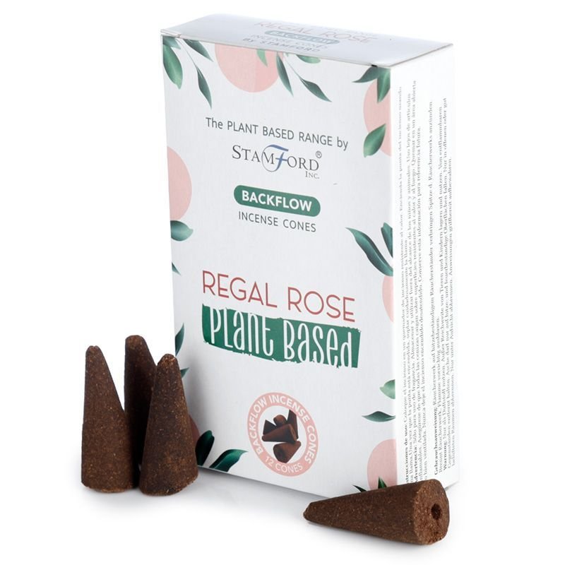 Augalinės kilmės atgalinio srauto smilkalų kūgeliai „Regal Rose“ – karališkos rožės ritualui