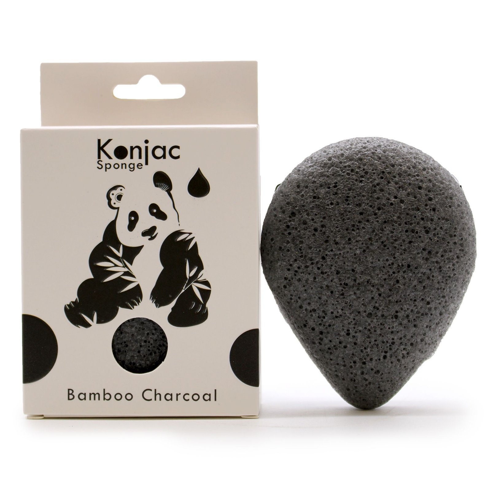 Lašo formos konjac kempinėlė „Bamboo Charcoal“ – švelnus kasdienės švaros ritualas