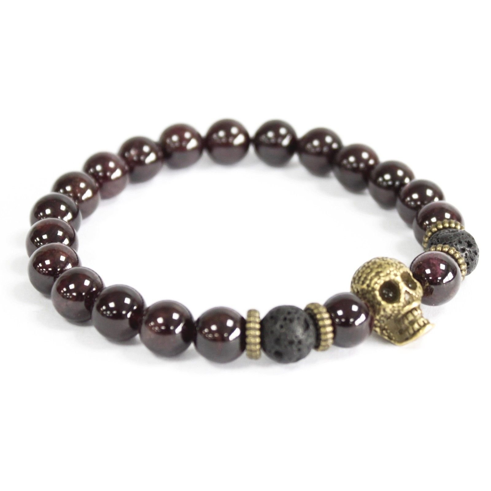 Apyrankė „Bronze Skull / Blood Stone“ – boho akcentas su akmens paslaptimi