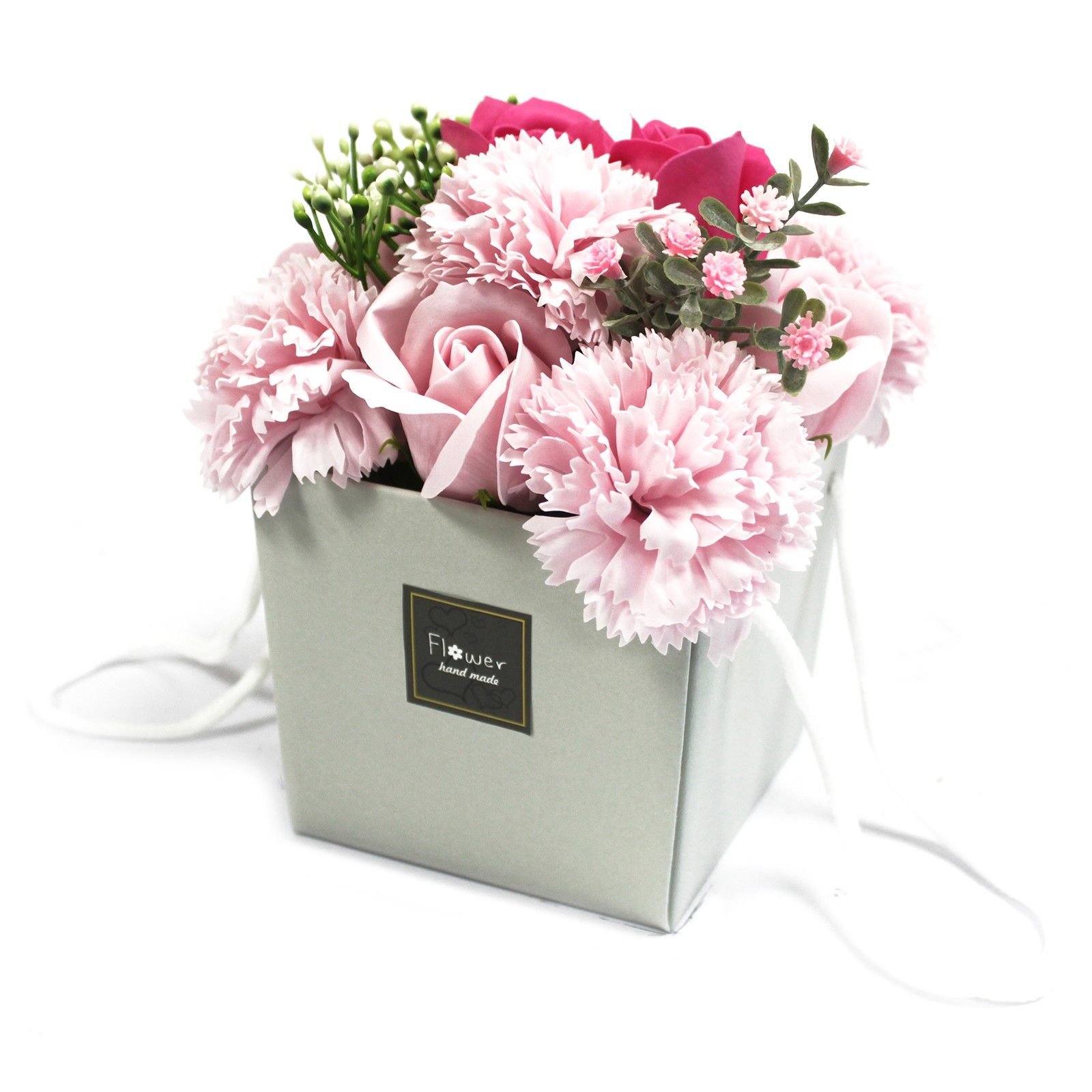 Muilo gėlių puokštė „Pink Rose & Carnation“ – rožinės romantikos ir švelnaus žiedo akcentas