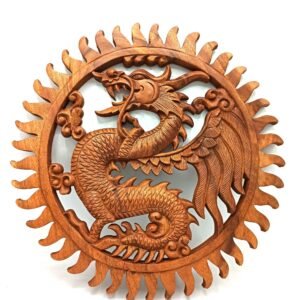 Medinė sienos plokštė „Dragon Panel“ – 40 cm suar medžio paslaptis