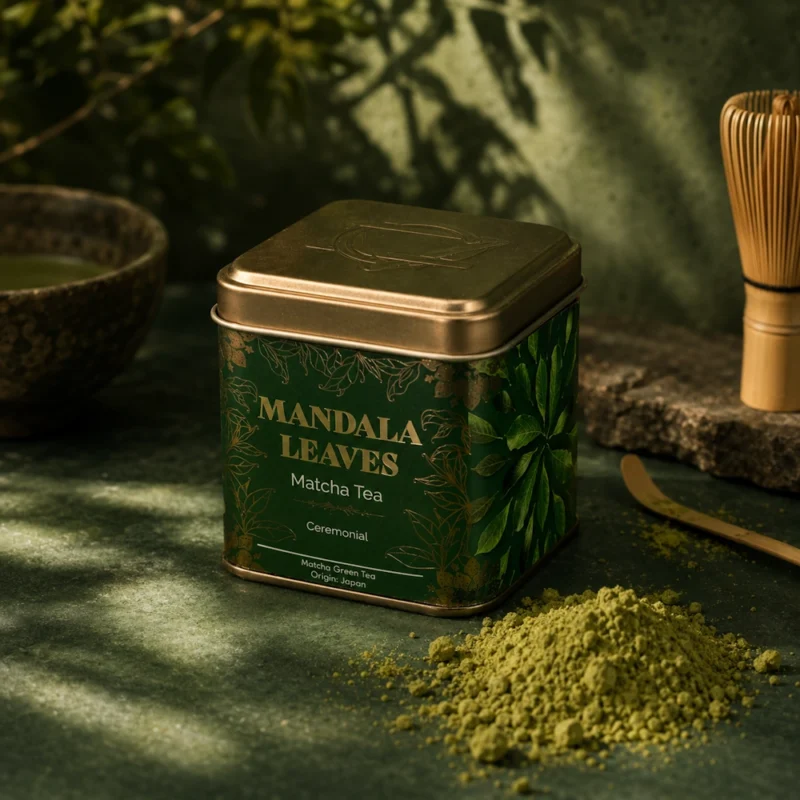 Ceremoninė matcha arbata „Organic“ – 50 g žalios ramybės skardinėje