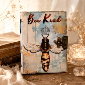 Odinė užrašų knygutė "Bee Kind" - su neapdorotais puslapių kraštais - 18 x 13 cm